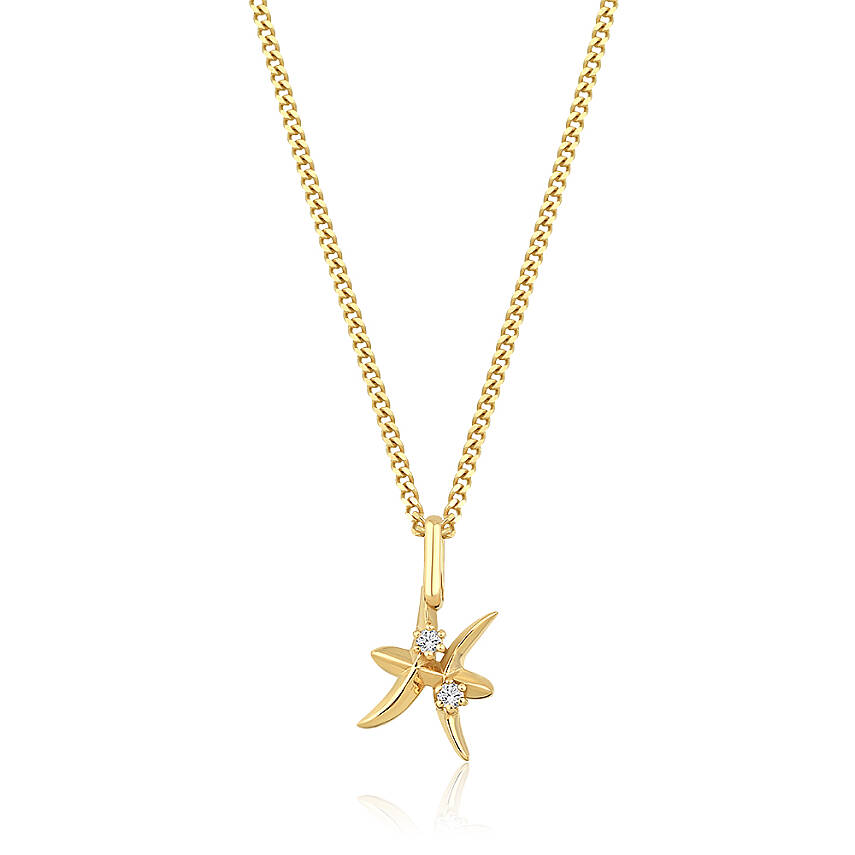 0,03 Karat Pırlantalı Balık Burcu Charm Kolye - 1
