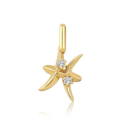 0,03 Karat Pırlantalı Balık Burcu Charm Kolye Ucu