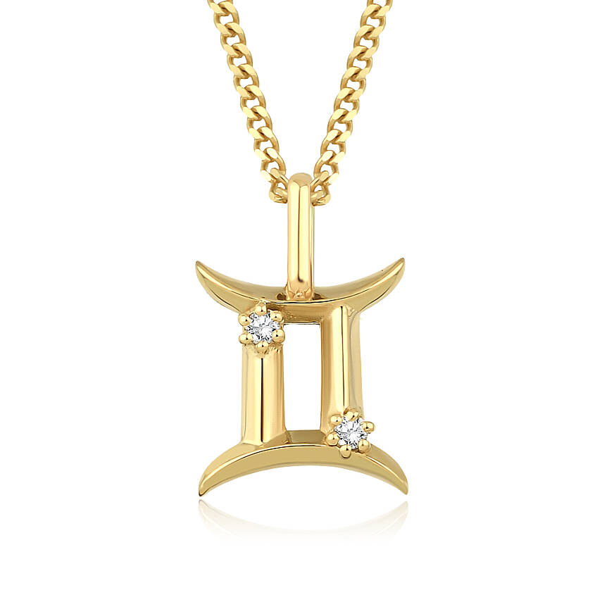 0,03 Karat Pırlantalı İkizler Burcu Charm Kolye - 2
