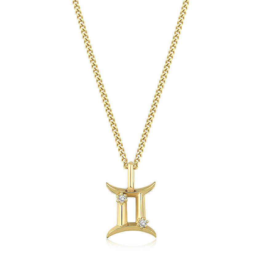 0,03 Karat Pırlantalı İkizler Burcu Charm Kolye Ucu - 2
