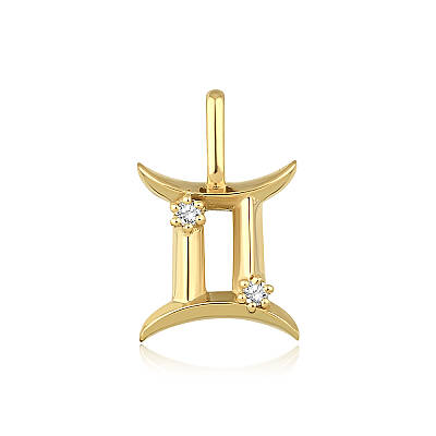 0,03 Karat Pırlantalı İkizler Burcu Charm Kolye Ucu