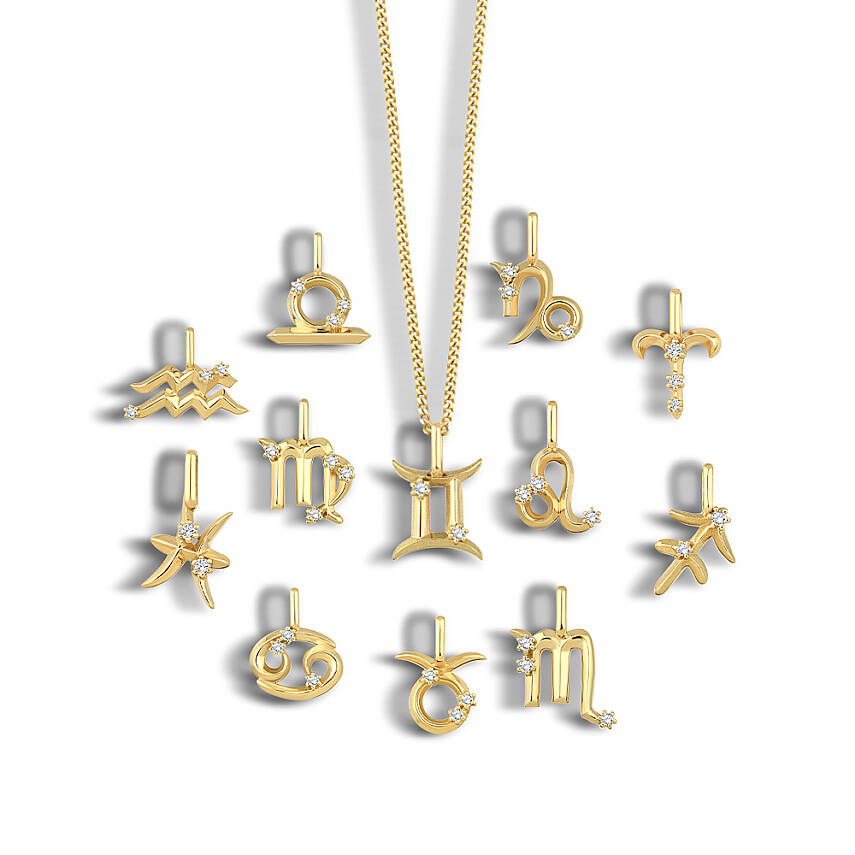 0,03 Karat Pırlantalı Yay Burcu Charm Kolye Ucu - 3