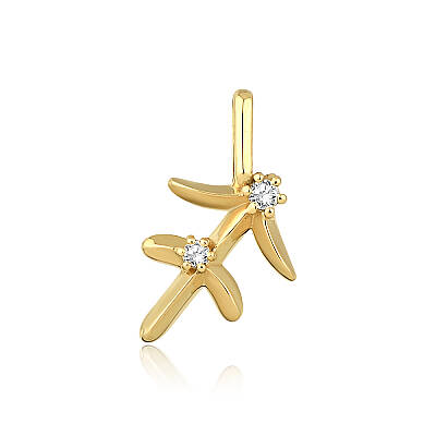 0,03 Karat Pırlantalı Yay Burcu Charm Kolye Ucu