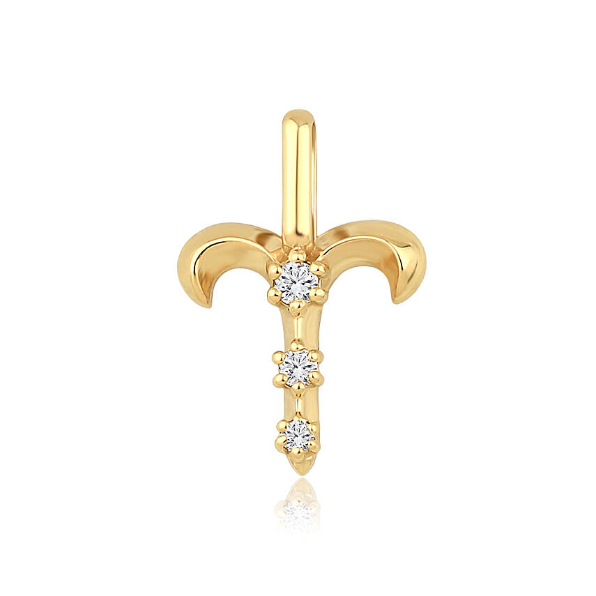 0,04 Karat Pırlantalı Koç Burcu Charm Kolye Ucu - 1