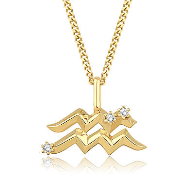 0,04 Karat Pırlantalı Kova Burcu Charm Kolye  (1)