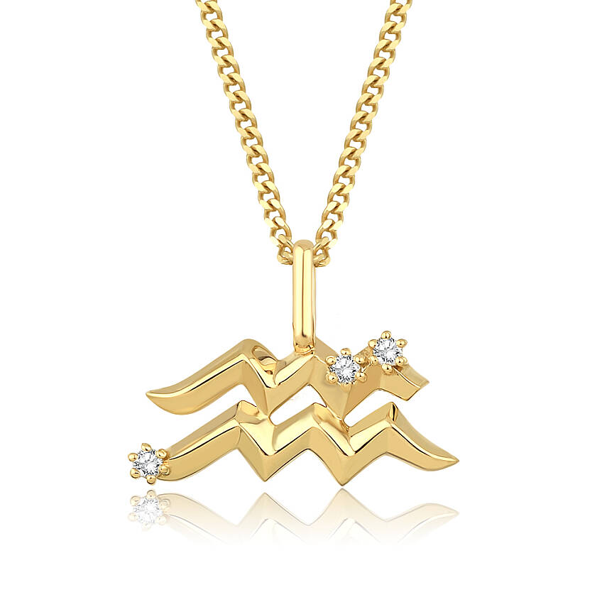 0,04 Karat Pırlantalı Kova Burcu Charm Kolye  - 2