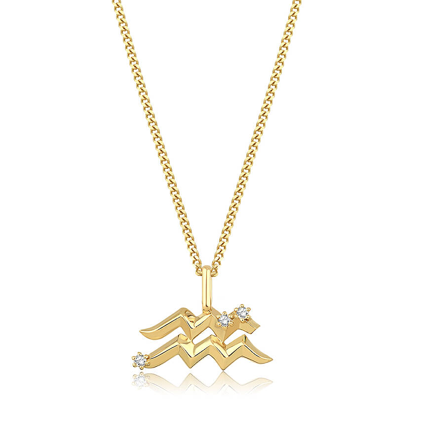 0,04 Karat Pırlantalı Kova Burcu Charm Kolye Ucu - 2