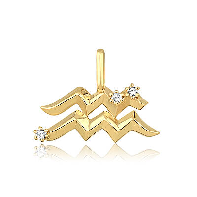 0,04 Karat Pırlantalı Kova Burcu Charm Kolye Ucu