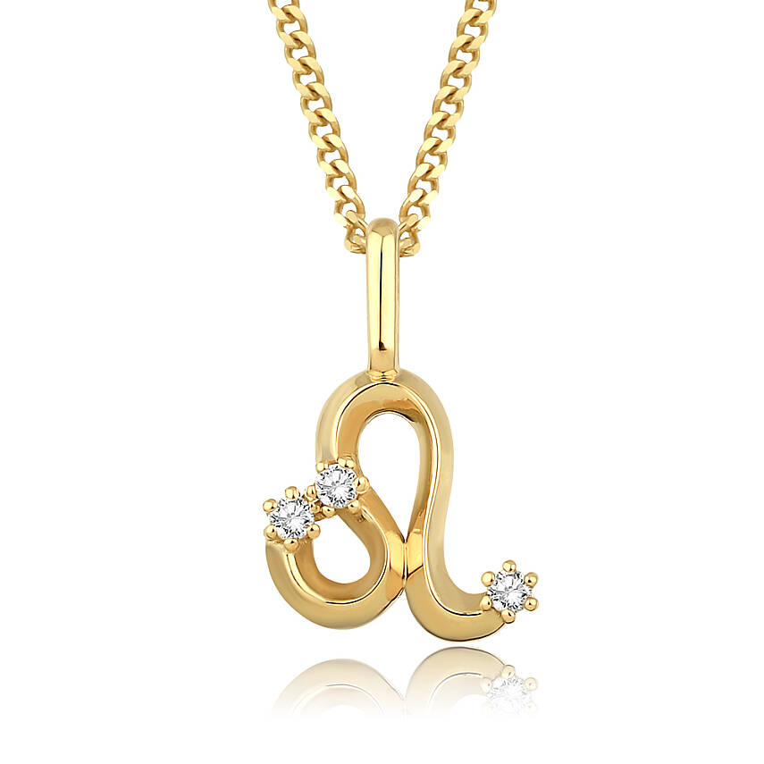 0,05 Karat Pırlantalı Aslan Burcu Charm Kolye - 2