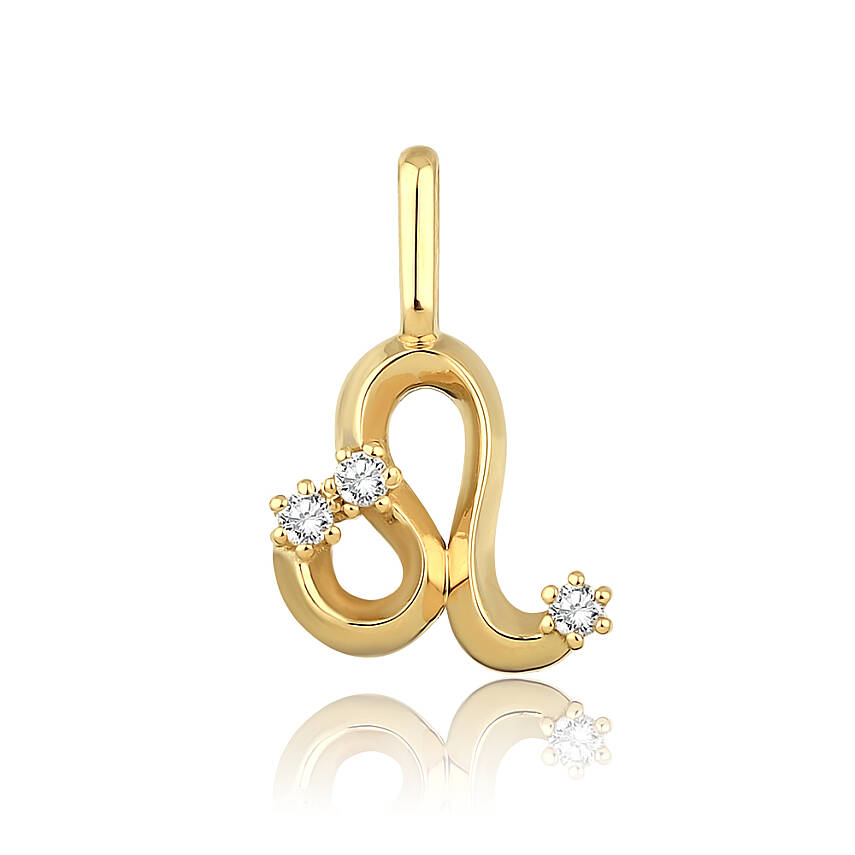 0,05 Karat Pırlantalı Aslan Burcu Charm Kolye Ucu - 1