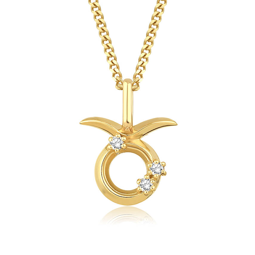 0,05 Karat Pırlantalı Boğa Burcu Charm Kolye - 2