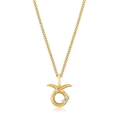 0,05 Karat Pırlantalı Boğa Burcu Charm Kolye