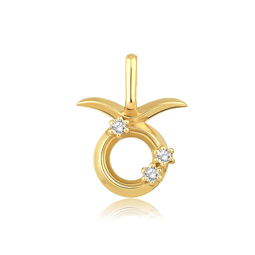 0,05 Karat Pırlantalı Boğa Burcu Charm Kolye Ucu - 1