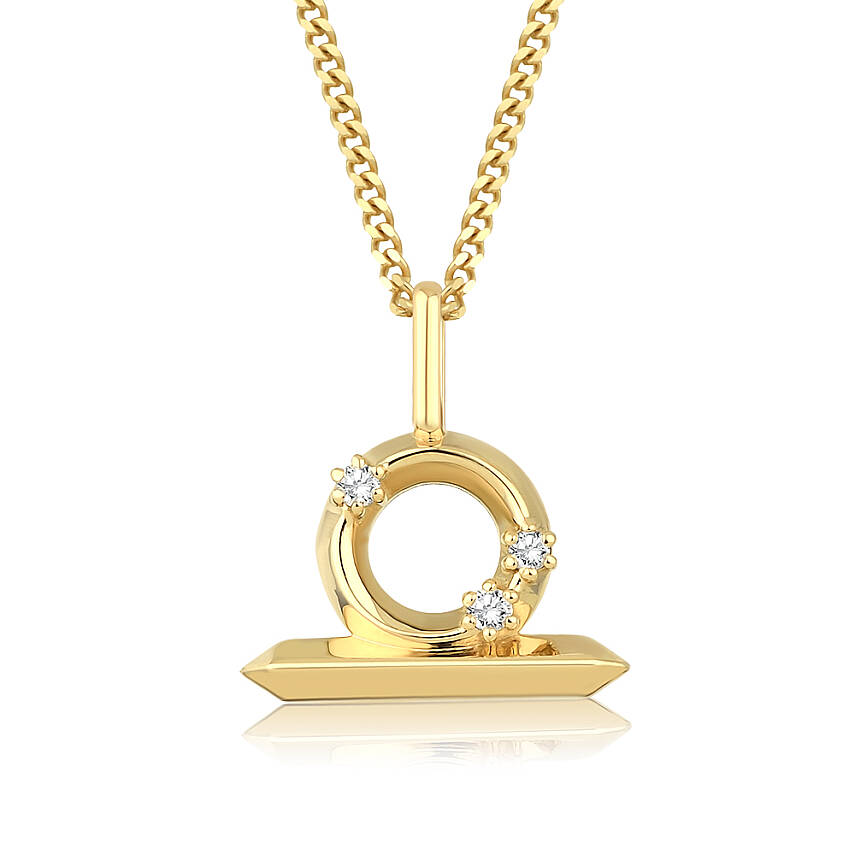 0,05 Karat Pırlantalı Terazi Burcu Charm Kolye - 2