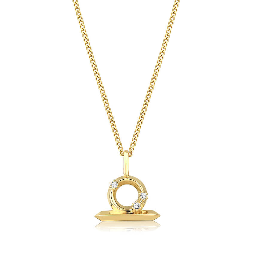 0,05 Karat Pırlantalı Terazi Burcu Charm Kolye - 1