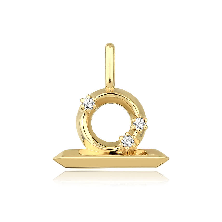 0,05 Karat Pırlantalı Terazi Burcu Charm Kolye Ucu - 1