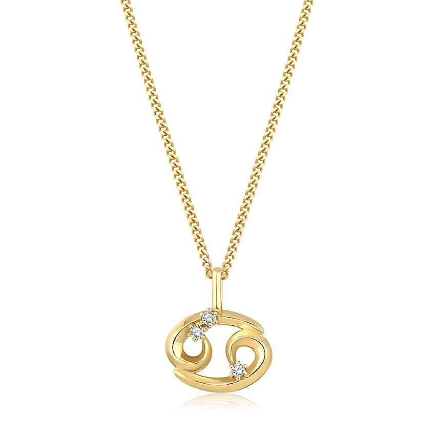 0,05 Karat Pırlantalı Yengeç Burcu Charm Kolye - 1
