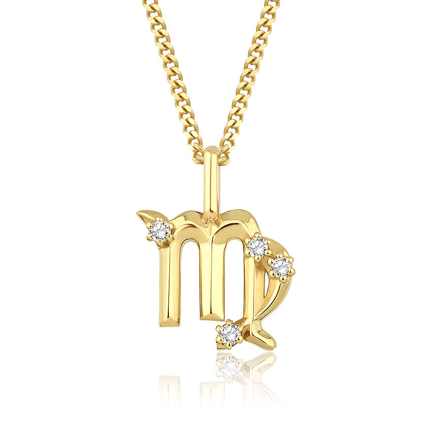 0,06 Karat Pırlantalı Başak Burcu Charm Kolye - 2