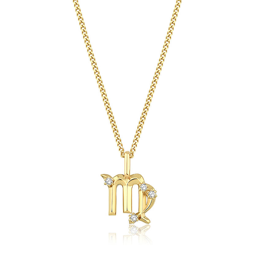 0,06 Karat Pırlantalı Başak Burcu Charm Kolye - 1