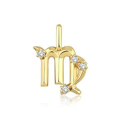 0,06 Karat Pırlantalı Başak Burcu Charm Kolye Ucu
