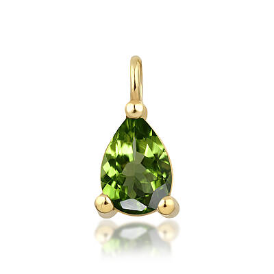 0,34 Karat Ağustos Ayı Doğum Taşı Damla Peridot Charm Kolye Ucu