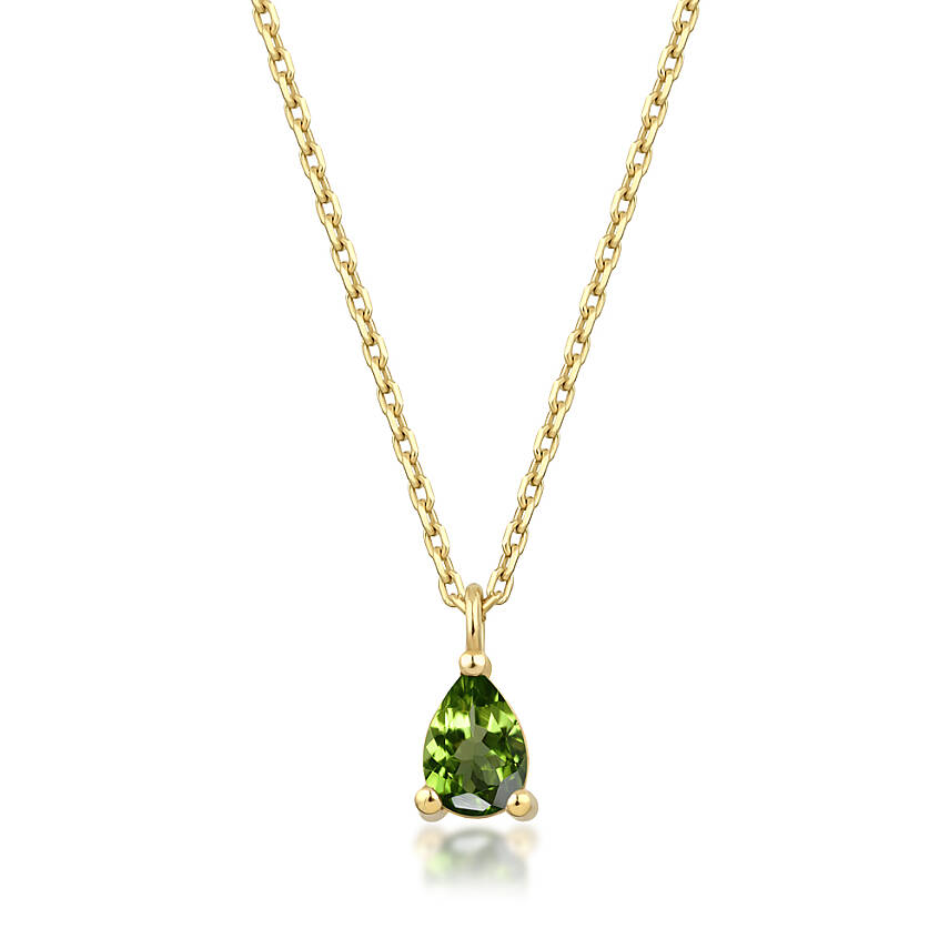 0,34 Karat Ağustos Ayı Doğum Taşı Damla Peridot Charm Kolye Ucu - 2