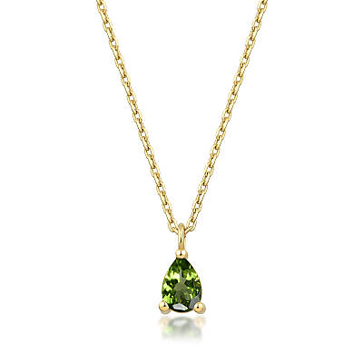 0,34 Karat Ağustos Ayı Doğum Taşı Damla Peridot Kolye