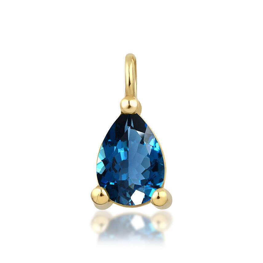 0,34 Karat Aralık Ayı Doğum Taşı Damla Mavi Topaz Charm Kolye Ucu - 1