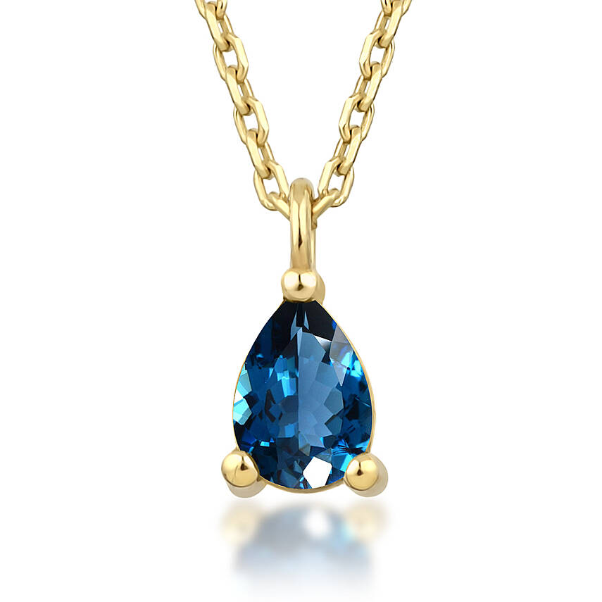 0,34 Karat Aralık Ayı Doğum Taşı Damla Mavi Topaz Kolye - 2
