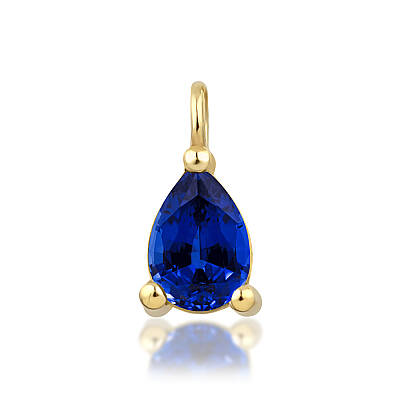 0,34 Karat Eylül Ayı Doğum Taşı Damla Safir Charm Kolye Ucu