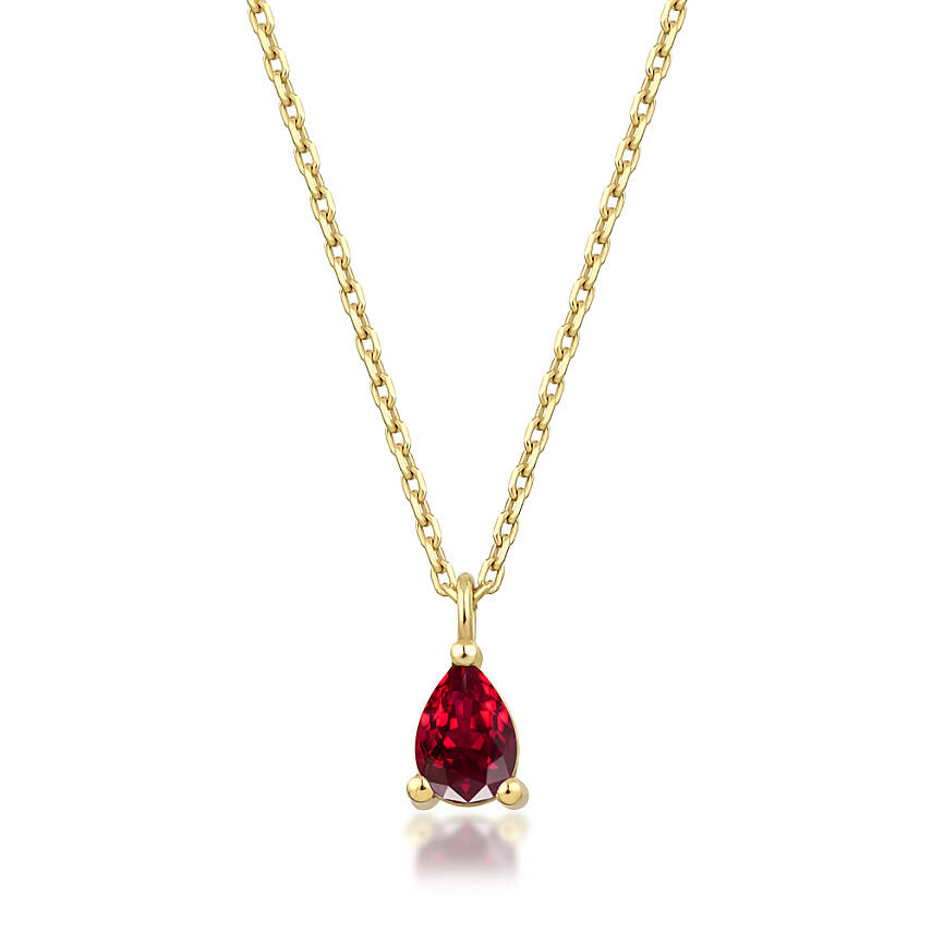 0,34 Karat Ocak Ayı Doğum Taşı Damla Garnet Charm Kolye Ucu - 2