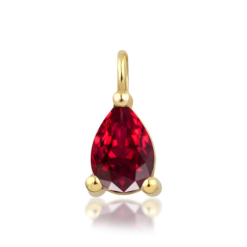 0,34 Karat Ocak Ayı Doğum Taşı Damla Garnet Charm Kolye Ucu - 1