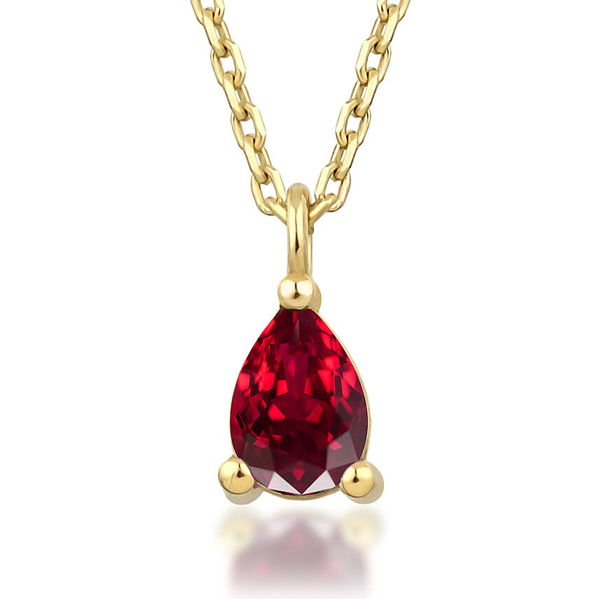 0,34 Karat Ocak Ayı Doğum Taşı Damla Garnet Kolye - 2