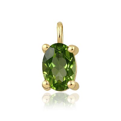 0,43 Karat Ağustos Ayı Doğum Taşı Oval Peridot Charm Kolye Ucu