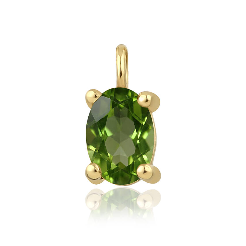 0,43 Karat Ağustos Ayı Doğum Taşı Oval Peridot Charm Kolye Ucu - 1