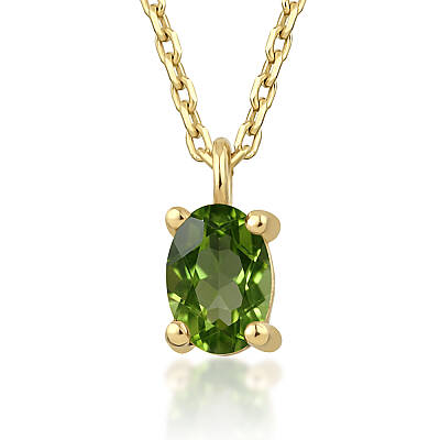 0,43 Karat Ağustos Ayı Doğum Taşı Oval Peridot Kolye (1)