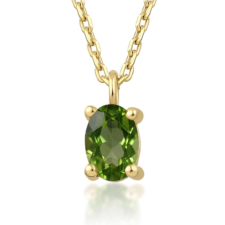 0,43 Karat Ağustos Ayı Doğum Taşı Oval Peridot Kolye - 2