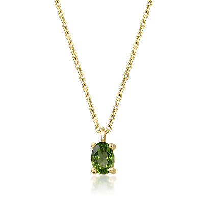 0,43 Karat Ağustos Ayı Doğum Taşı Oval Peridot Kolye