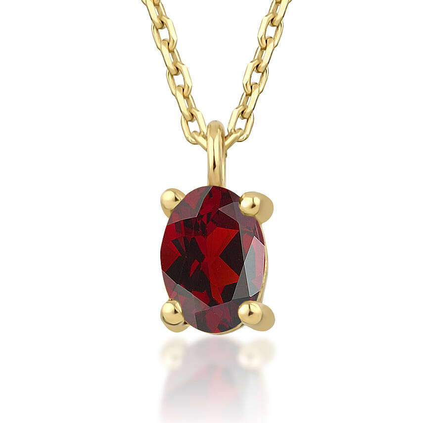 0,43 Karat Ocak Ayı Doğum Taşı Oval Garnet Kolye - 2