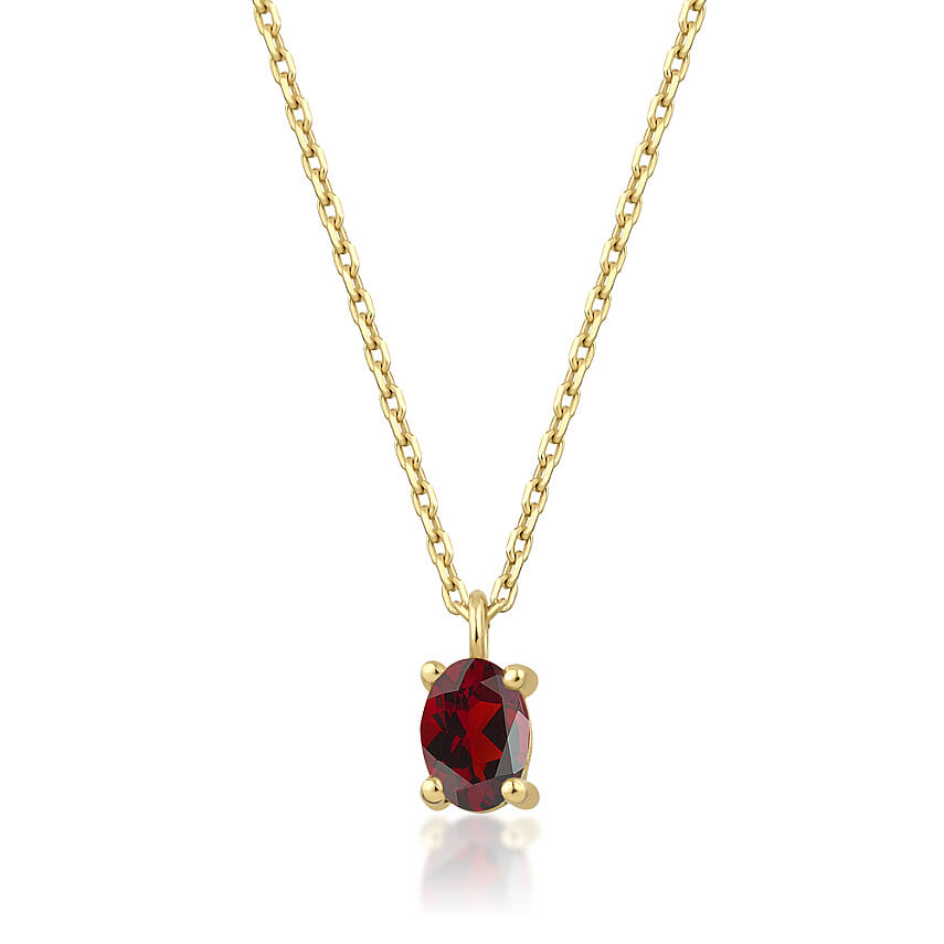 0,43 Karat Ocak Ayı Doğum Taşı Oval Garnet Kolye - 1