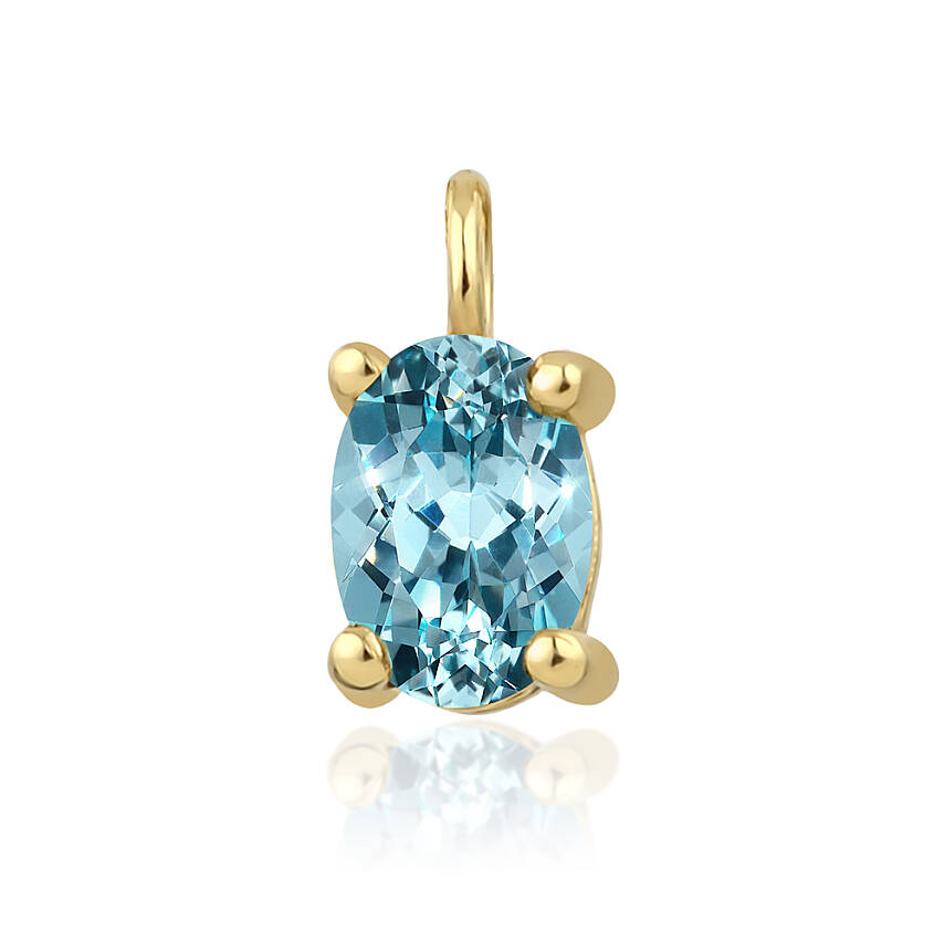 0,43 Karat Mart Ayı Doğum Taşı Oval Akuamarin Charm Kolye Ucu - 1