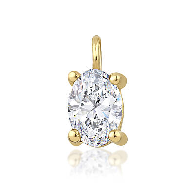0,43 Karat Nisan Ayı Doğum Taşı Oval Pırlanta Charm Kolye Ucu