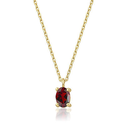 0,43 Karat Ocak Ayı Doğum Taşı Oval Garnet Charm Kolye Ucu (1)