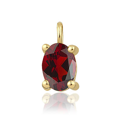 0,43 Karat Ocak Ayı Doğum Taşı Oval Garnet Charm Kolye Ucu
