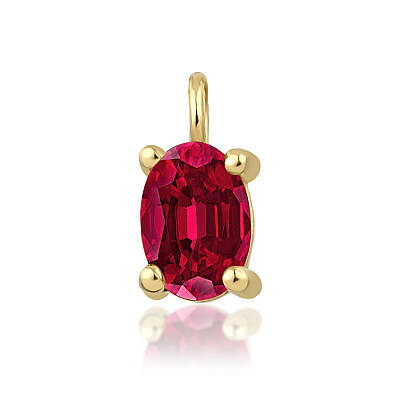 0,43 Karat Temmuz Ayı Doğum Taşı Oval Yakut Charm Kolye Ucu