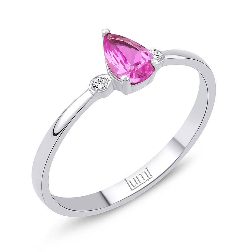 0,45 Karat Pembe Safir ve Pırlanta Yüzük - 2