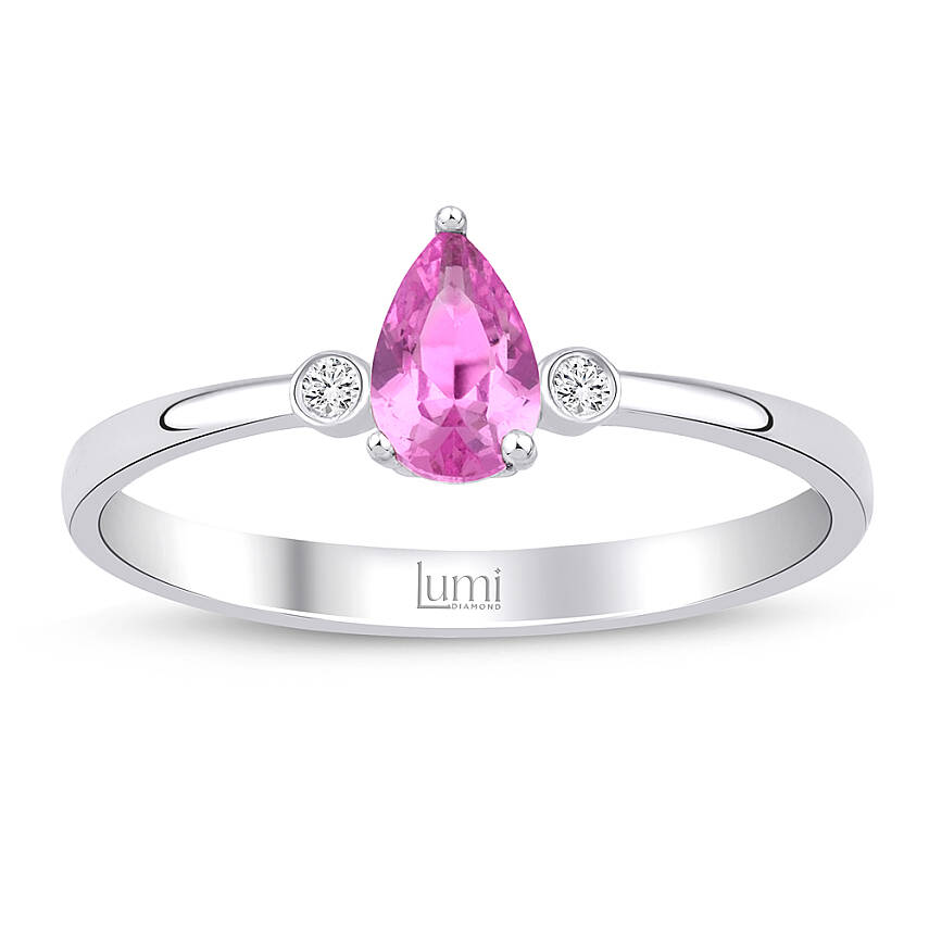 0,45 Karat Pembe Safir ve Pırlanta Yüzük - 1