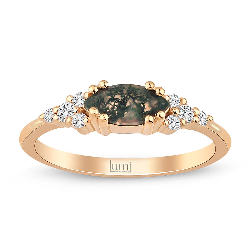 0,57 Karat Moss Agate Taşlı Pırlanta Yüzük - 1