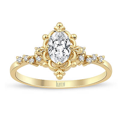 0,61 Karat Oval Tanzanit Vintage Pırlanta Yüzük