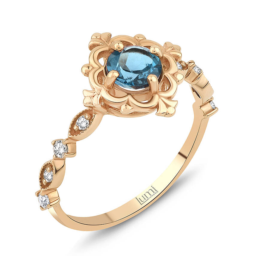 1,06 Karat Safir Pırlanta Vintage Yüzük - 2